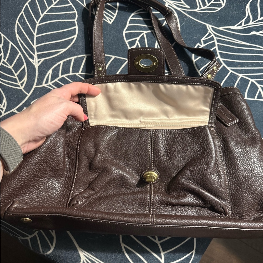 Coach Dark Brown Leather Shoulder Bag - Picture 2 of 4